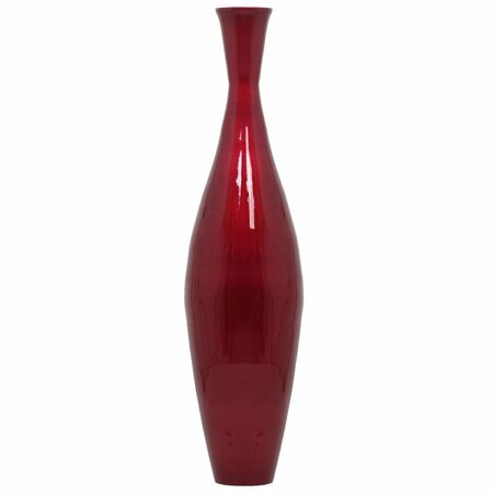 COLOCAR 11 x 43 in. Modern Bamboo Narrow Trumpet Floor Vase with Metallic Finish, Red CO2641902
